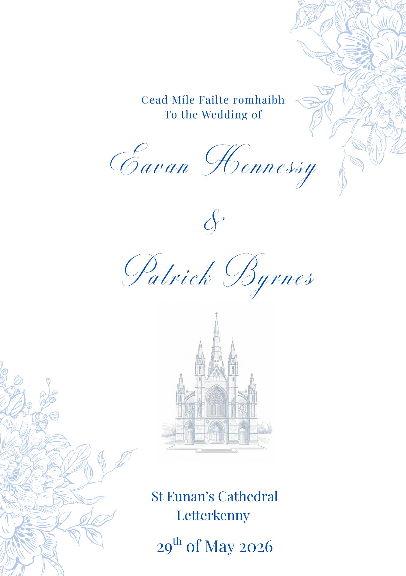 Céad Míle Fáilte Romhaibh — wedding programme cover